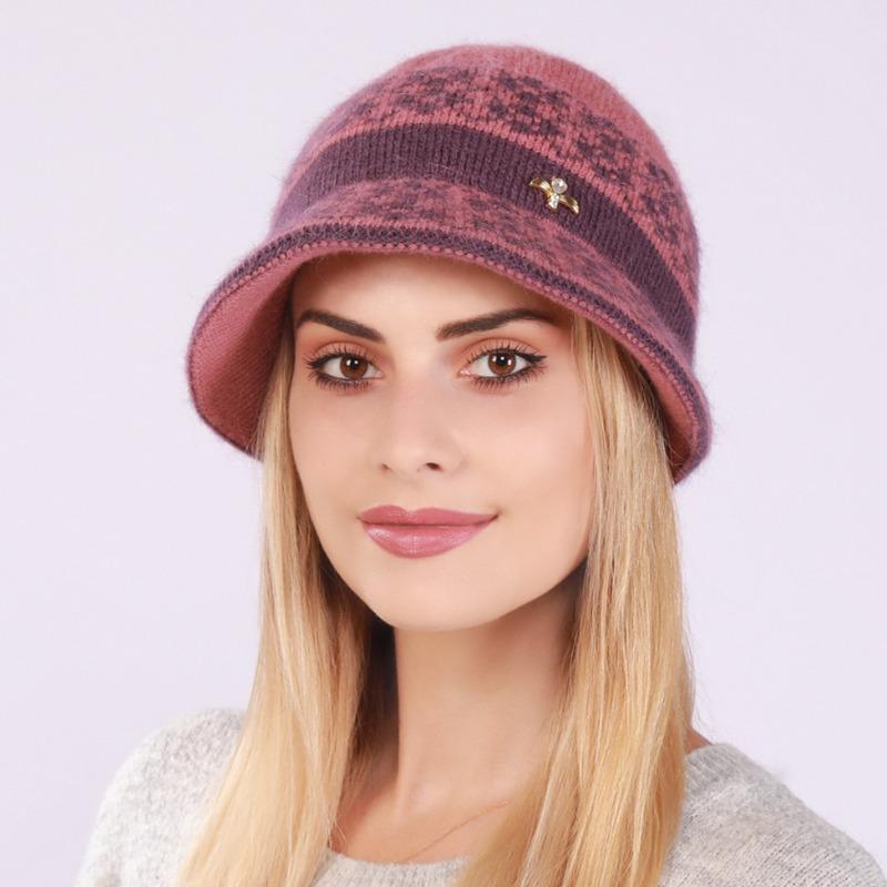 Autumn Winter Hats Women's Knitted Hat Mixed Color Fashion Thick Warm Hat All-match Bucket Hat