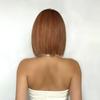 EASIHAIR Perucas de cabelo natural Bob, laranja, marrom, liso, bob, perucas sintéticas, perucas de cabelo de fibra resistente ao calor, perucas de cosplay para festa diária