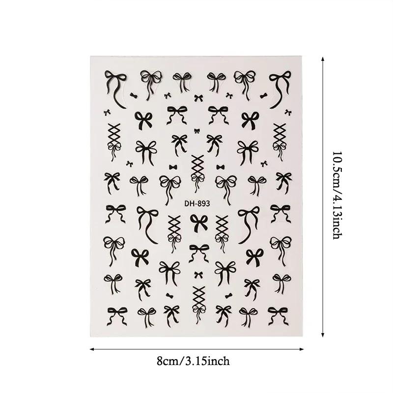 1 Sheet Bowknot&Ribbon Nail Stickers Kawaii Bow Tie Self-Adhesive Nail Art Decals DIY Manicure Decor Bowknots Sticker