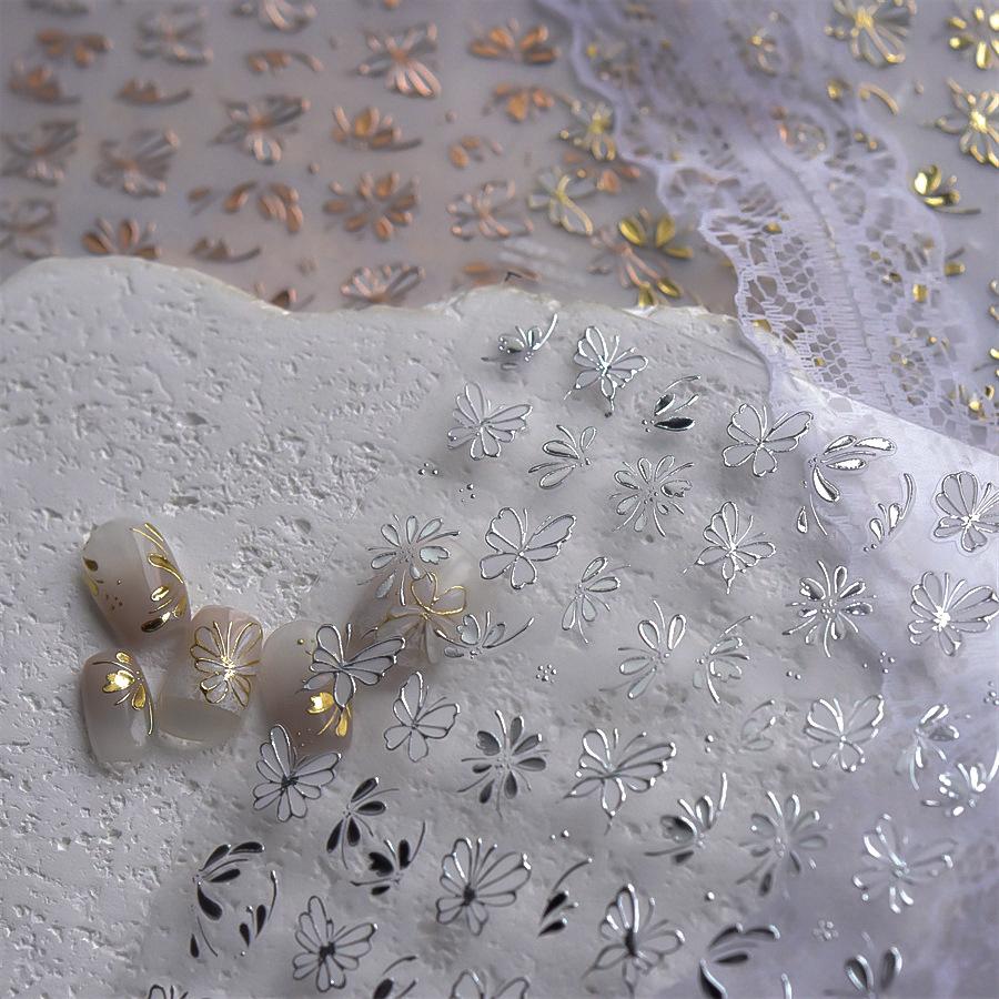 5D Relief Nail Art Stickers Purple Exquisite Iris Flowers Adheisve Decals Manicure Floral Pattern Embossed Decorations