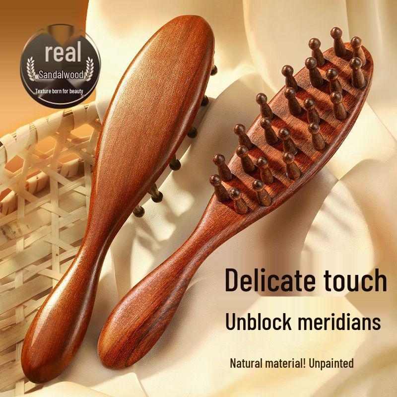 Non-Pear Wood Meridian Massage Brush: Full Body Meridian Dredging, Fat Burning, Abdomen Scraping with Pure Brass.