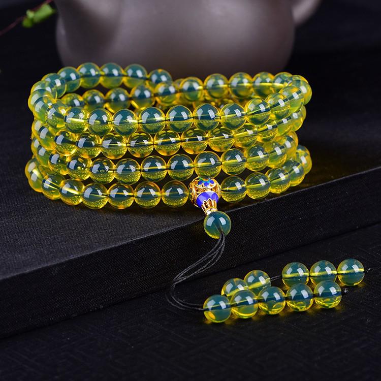 Mexican Blue Amber Bracelet: 108 Purified Water Honey Wax Amber Beads, Unisex Prayer Jewelry