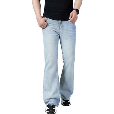 Vaqueros Acampanados de Tiro Medio para Hombre Pantalones Vaqueros Casuales de Corte Slim para Hombre Vaqueros Azul Claro