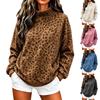 Women's Leopard Print High Neck Pullover Sweatshirt - Loose Fit Long Sleeve Casual Fall Winter Top