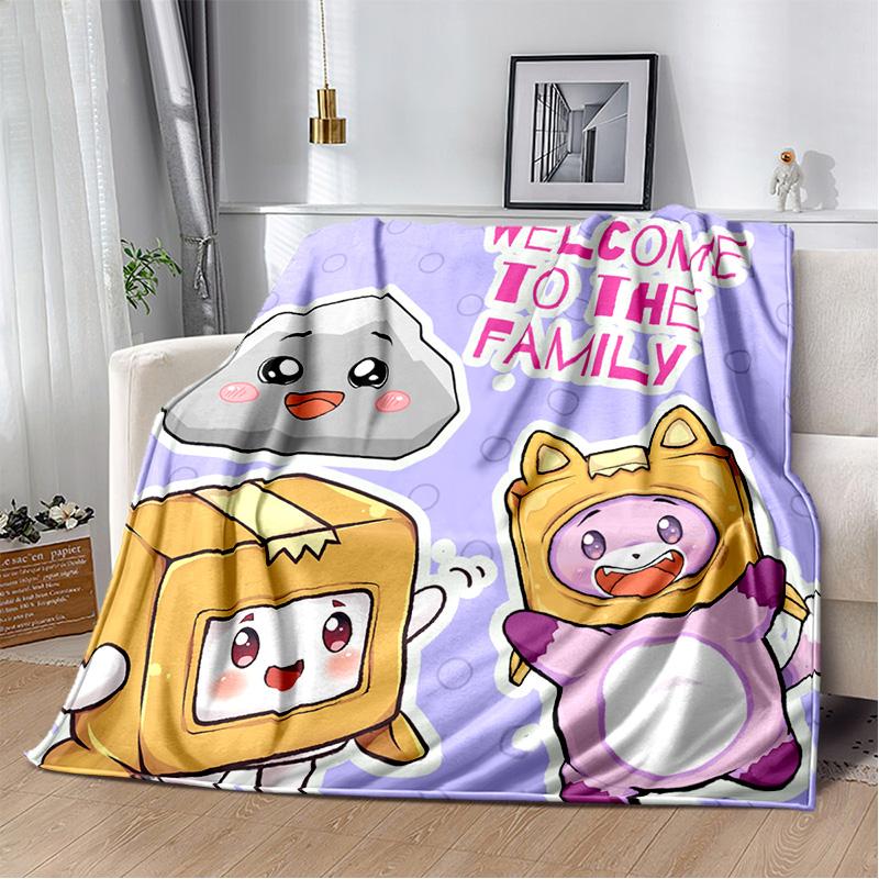 Happy Rocky And Foxy And Boxy Lankybox Couverture en peluche douce en flanelle pour salon, chambre à coucher, lit, canapé, pique-nique