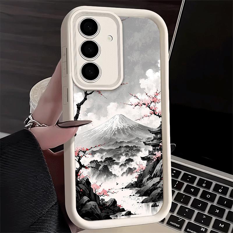 Phone Case for Samsung Galaxy A17 A16 A15 A14 A13 Japanese Minimalist Pine Tree A56 A36 A26 A55 A35 A25 A54 A34 A24 A53 A33 A23