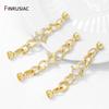 14K Gold Plated Brass Zircon Connector Fastener Clasps Lock,Chain Connecting Clasps For DIY Jewelry Making Accessories Supplies