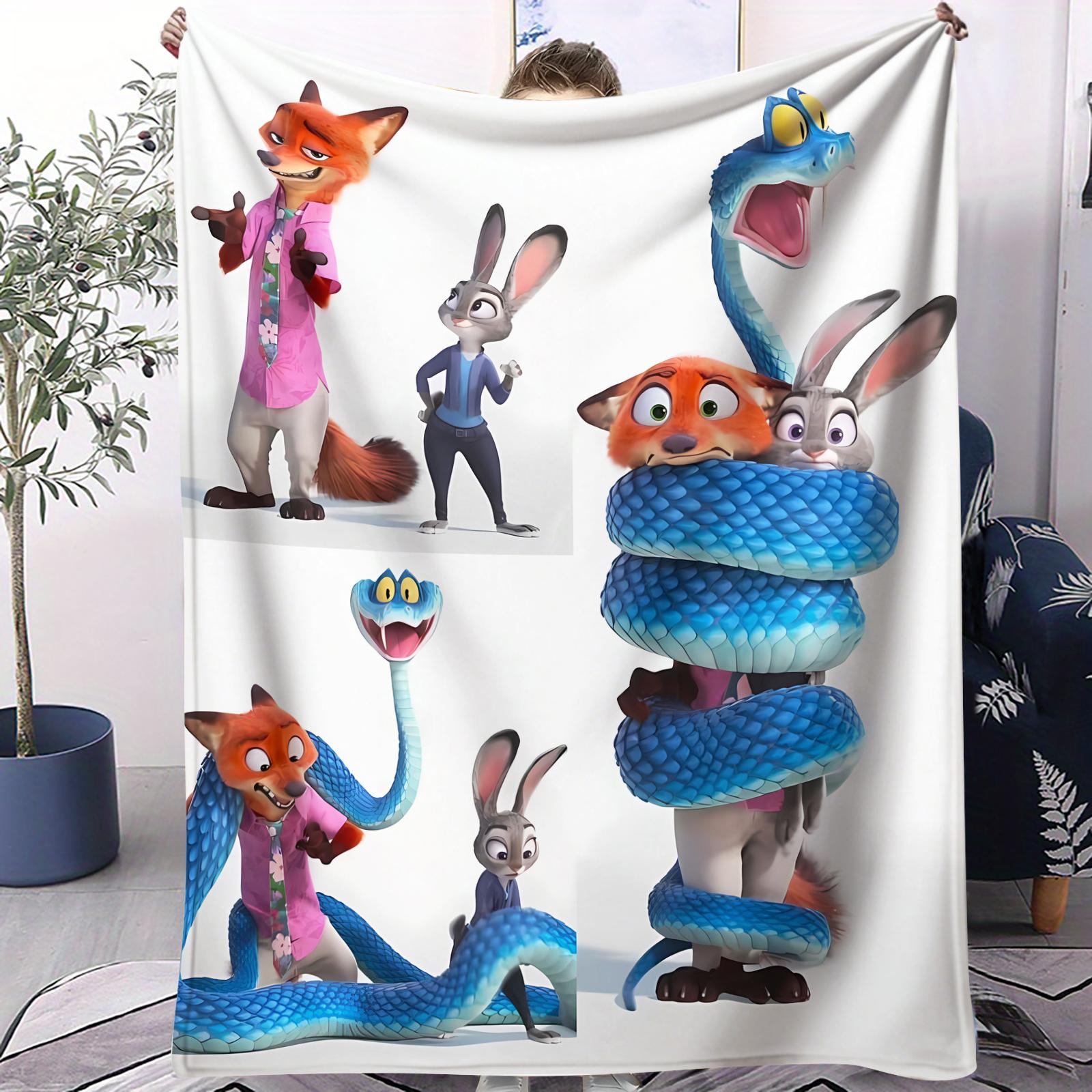 

Cute Animal Zzootopia Blanket Warm And Soft Small Cover Blanket Suitable For Bedroom Living Room Sofa Bed Office Travel Camping 70x100cm