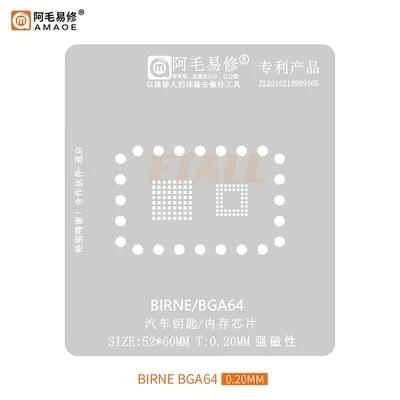 

Amaoee 0.20mm BIRNE BGA64 Car Key Memory Chip Balls Reballing Stencil Easy Repair DJI UAV E2B CPU Steel Mesh Repair Tools
