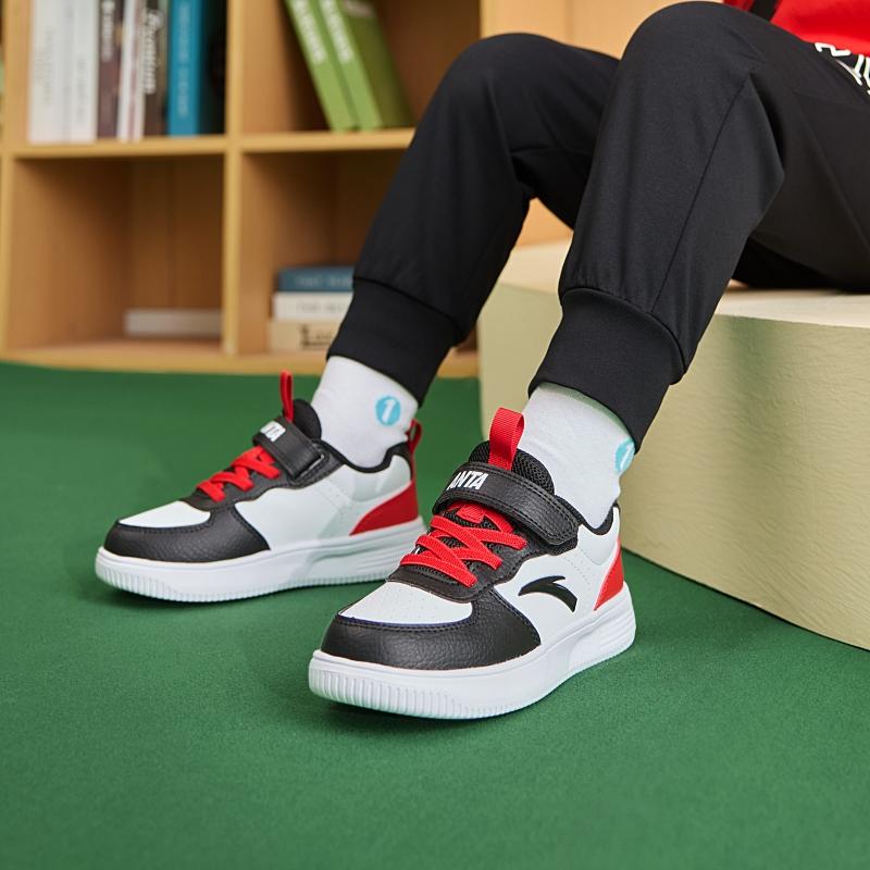 Anta Kids Retro Casual Versatile Non-Slip Wear-Resistant Low-Top Kids Skate Shoes Kids Sneakers White Black Red A332419910H-3