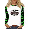 Women's T Shirt Halloween Print Long Sleeve Daily Fashion Basic Round Neck Raglan Sleeve Top