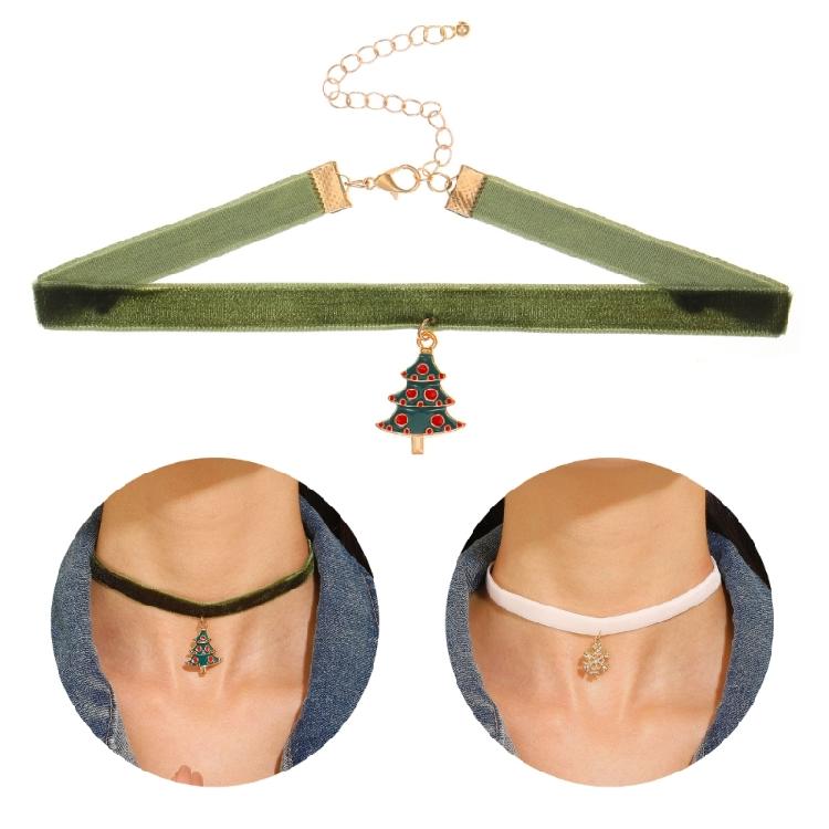 Snowflakes Christmas Tree Bells Velvets Collar Necklace Christmas Clavicle Chain