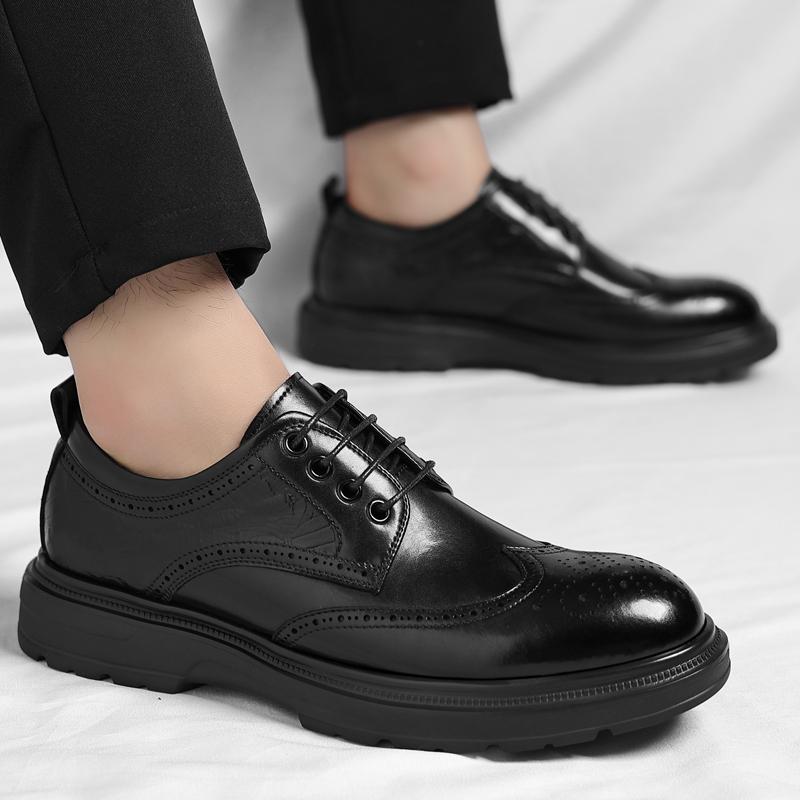 Fashion New Men's Leather Oxford Shoes for Men Formal Derby Dress Shoes Business Casual Wingtip Brogues for Wedding Party Work Footwear