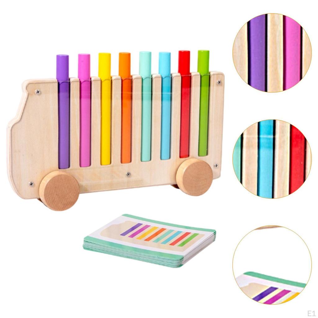 Wooden Bus Stick-insert Game Fine Motor Skills Gift Math Learning Toys Flexible Matching Puzzle