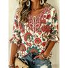 Women's Beige Multicolor Floral Print Tie Neck Blouse, Casual Loose Tops for Spring Summer Daily Wear & Vacation Occasions