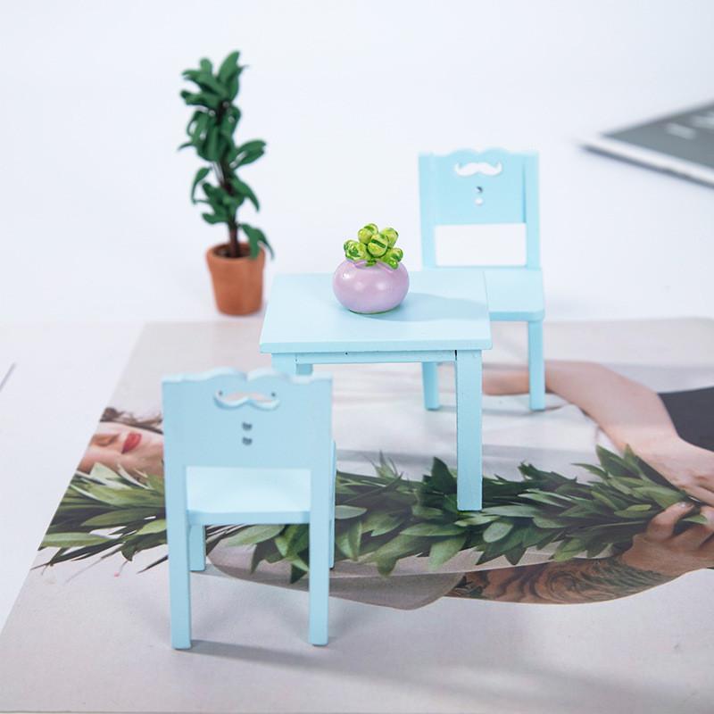 Casa de Bonecas de Madeira Mini Conjunto de Móveis Com Branco Rosa Azul Decoração de Quarto Infantil Para Crianças