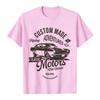 Motors Vintage Old School Tees Unisex Short Sleeve T‑Shirt Vintage Classic Car Graphic Print Crew Neck Tshirts Cotton Soft Tops