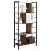 5-Level Storage Bookshelf with Open Compartments 74 X 30 X 157.5 Cm Rustic Brown and Black