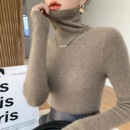 Mengyi Women's Thickened Half-High Neck Cashmere Pullover Sweater - Warm Autumn/Winter Base Layer