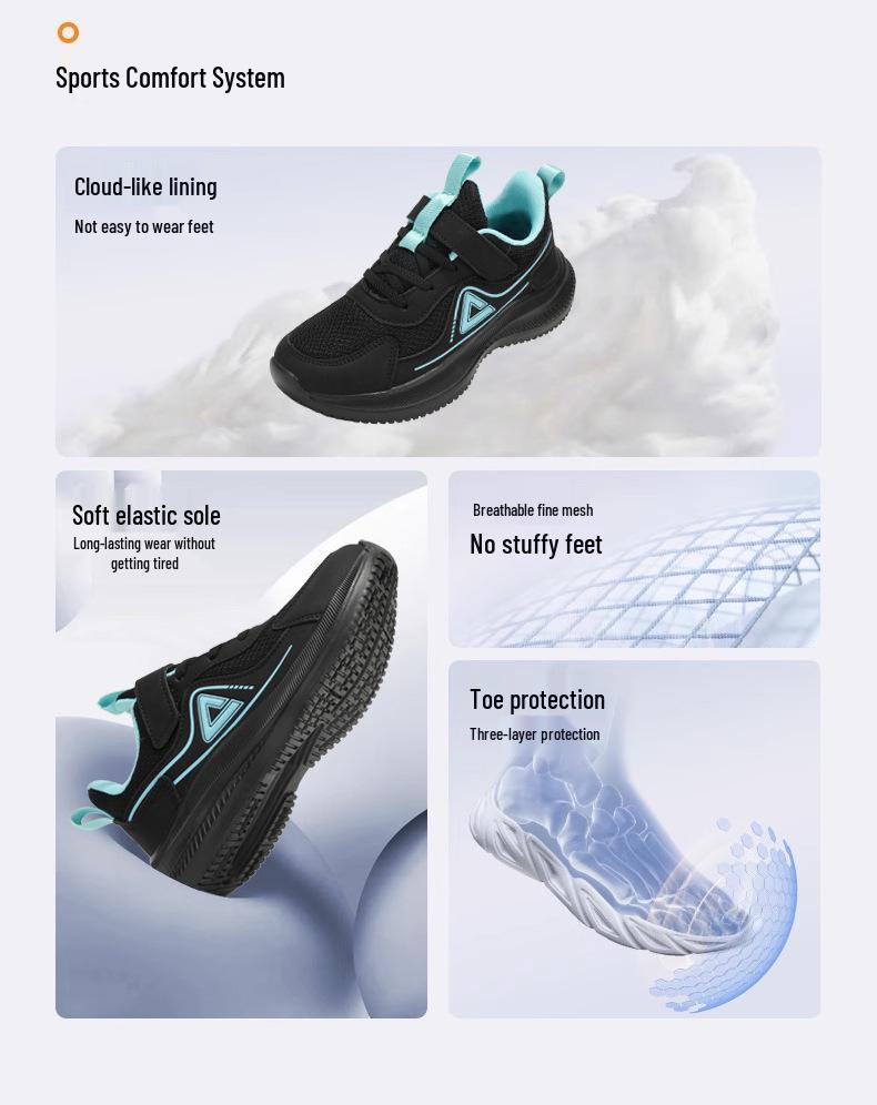 PEAK Boys' Breathable Mesh Sports Shoes - Spring/Autumn, Soft Sole, for Kids