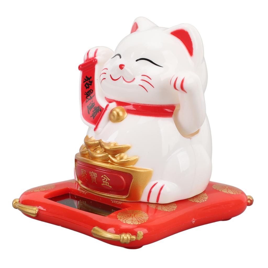 Lucky Waving Cat Solar Power Arm Waving Fortune Cat Plastic Wealth Welcoming Cat Decorative Lucky