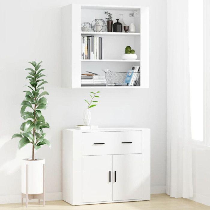 VidaXL Buffet haut Blanc Bois d'ingénierie 3185375