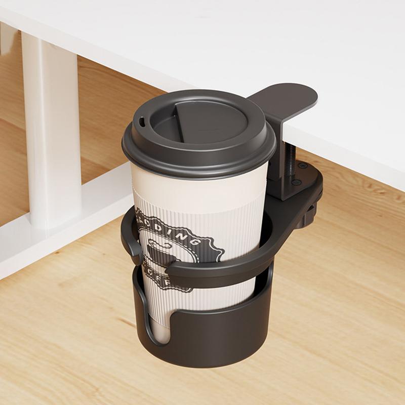 Desk Cup Holder Clamp Adjustable Anti-Spill Coffee Cup Holder 360 Degree Rotating Table Edge Clamp Cup Holder Anti-Fall Desk