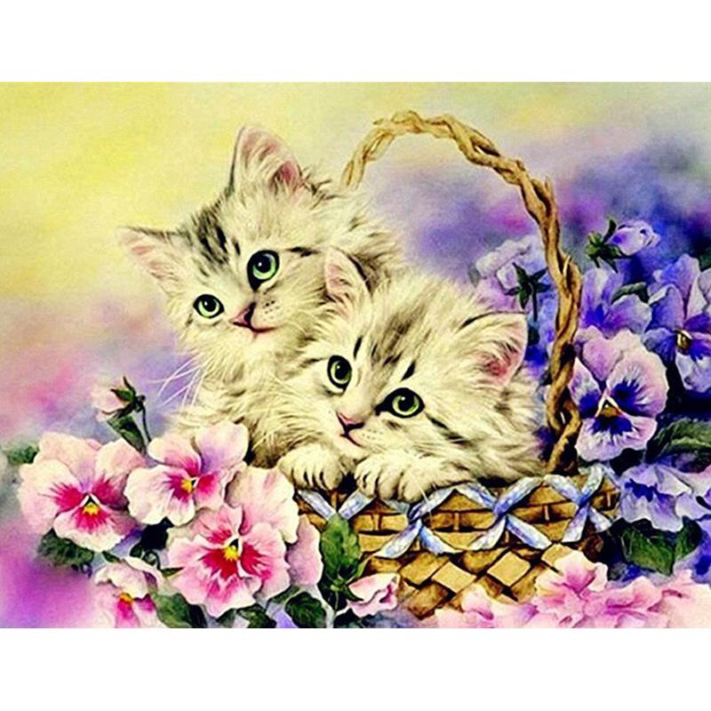 Flower DIY 5D Diamond Painting Full Round Drill Cat Diamond Embroidery Animal Cross Stitch Mosaic Rhinestones Art Handwork Gift