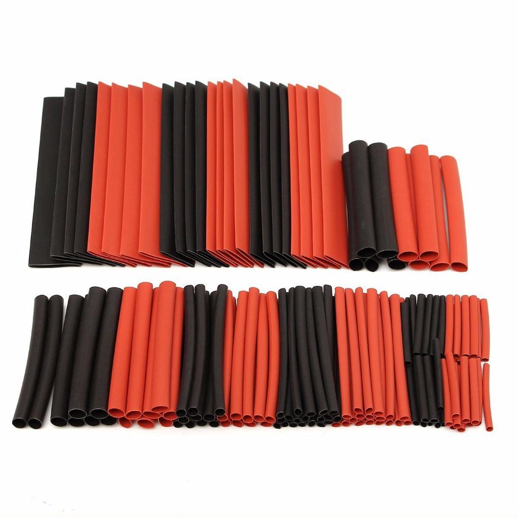 150pcs Heat Shrink Tube Shrink Wrapping Insulation Sleeving Polyolefin 2:1 Shrinking Assorted Wire Cable Kit Red/Black with Box