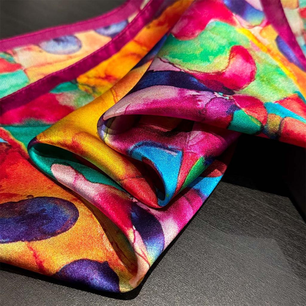 53Cm 100% Silk Square Scarf Women Foulard Colorful Hairband Hands Female Bandana Neck Ties Decorate Hijab Neckerchief Headbands