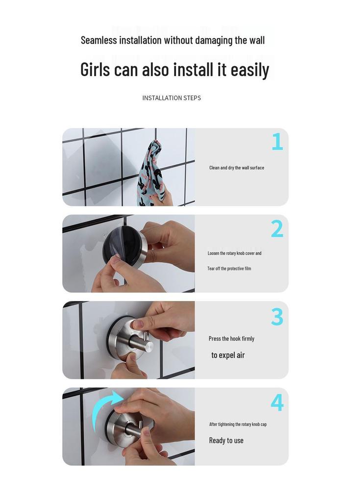 304 Stainless Steel No-Drill Wall Hook - Adhesive Traceless Clothes Hanger