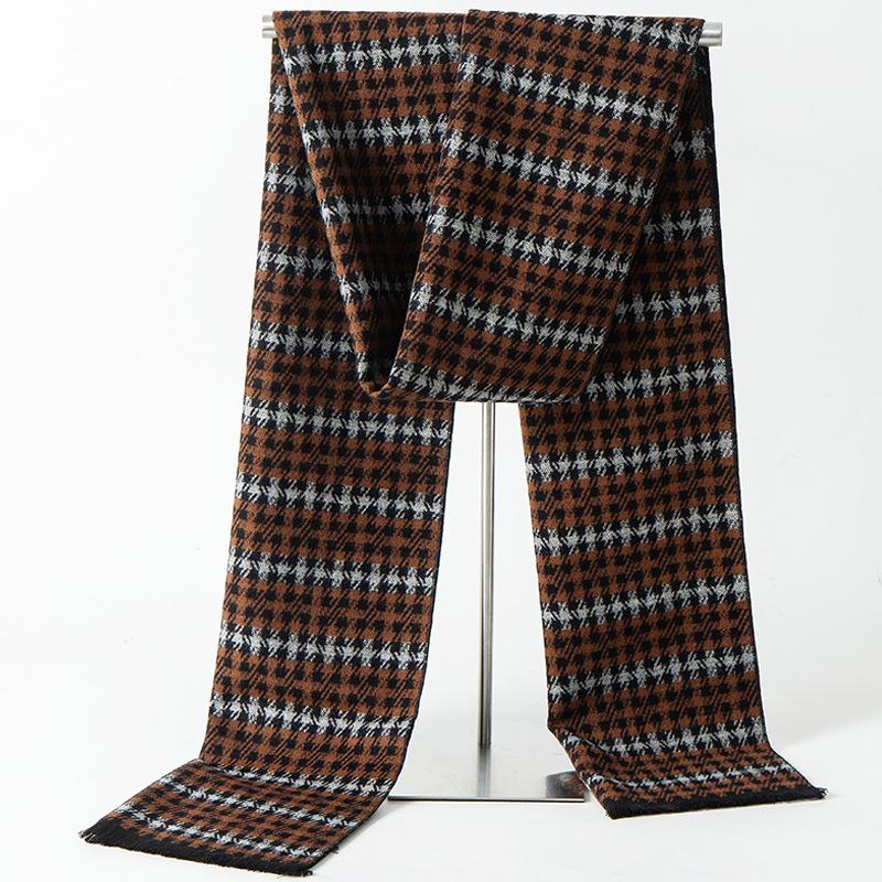2024 Men's Brushed Imitation Cashmere Scarf - British Style, Business Casual, Autumn/Winter Accessory