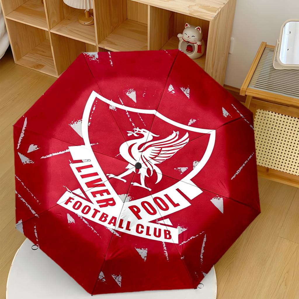Liverpool Football Club Compact Travel Automatic Umbrella With 8Rib Foldable Design Allseason Umbrella For Travel Fashion Lovers