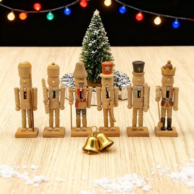 Yousheng 6Pcs Unpainted Nutcracker Blanks 12.5CM Wooden DIY Craft for Painting Christmas Ornament Making Kit Parent-child Art Project Supplies