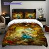Whimsical Wonderland Escape Three-piece set (1 * duvet cover + 2 * pillowcase, without core) 2D Flat Christmas birthday gift Soft and comfortable