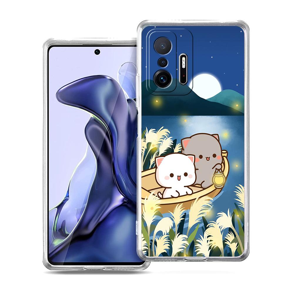 Peach And Goma Cat Phone Case for Xiaomi Mi Poco F3 X3 X4 GT NFC M3 M4 11 Ultra 12 11X 11i Pro Lite 5G Soft Transparent Cover