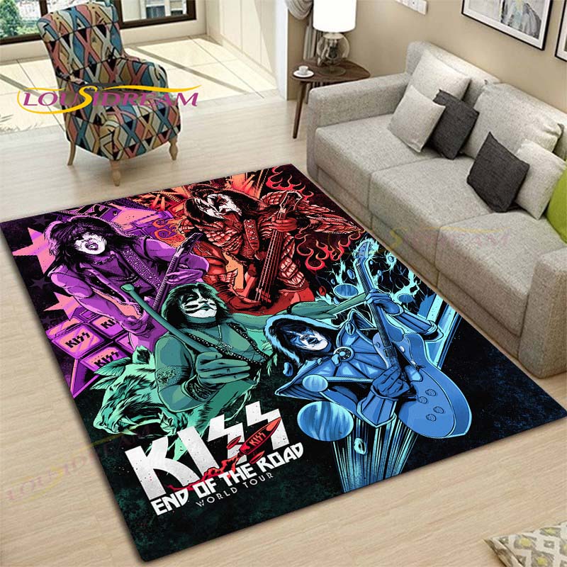 

Kiss Rock Band Ковер Детские игровые коврики Напольный коврик Коврики с узором для гостиной Коврики для гостиной Коврики для гостиной