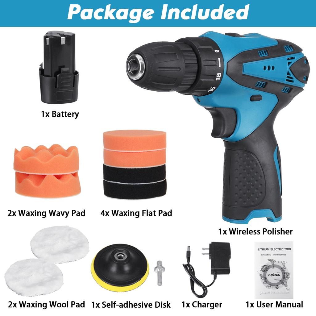 

2 В 1 Перезаряжаемая Электрическая Аккумуляторная Полировальная Машина для Автомобиля и Электрическая Дрель-Очиститель Полировка Вощение Полировальная Машина Воск для Автомобиля Дома 1*Battery