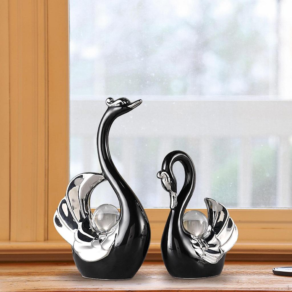 2 Stück Schwanenstatuen Tierstatue Dekoration Zubehör Skulptur Souvenir Geschenk für Tisch