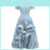 Vintage Renaissance Quadratischer Halsausschnitt Kurzarm Kleid Mittelalterlich Pastoral Cosplay Kleid
