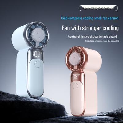 TF02 Mini Handheld Fan: LED Display, USB-Powered, High-Speed Cooling with Ice Pack