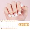 Uñas postizas de gel sin pegamento, impermeables, mate, con purpurina, estilo francés, para mujer.