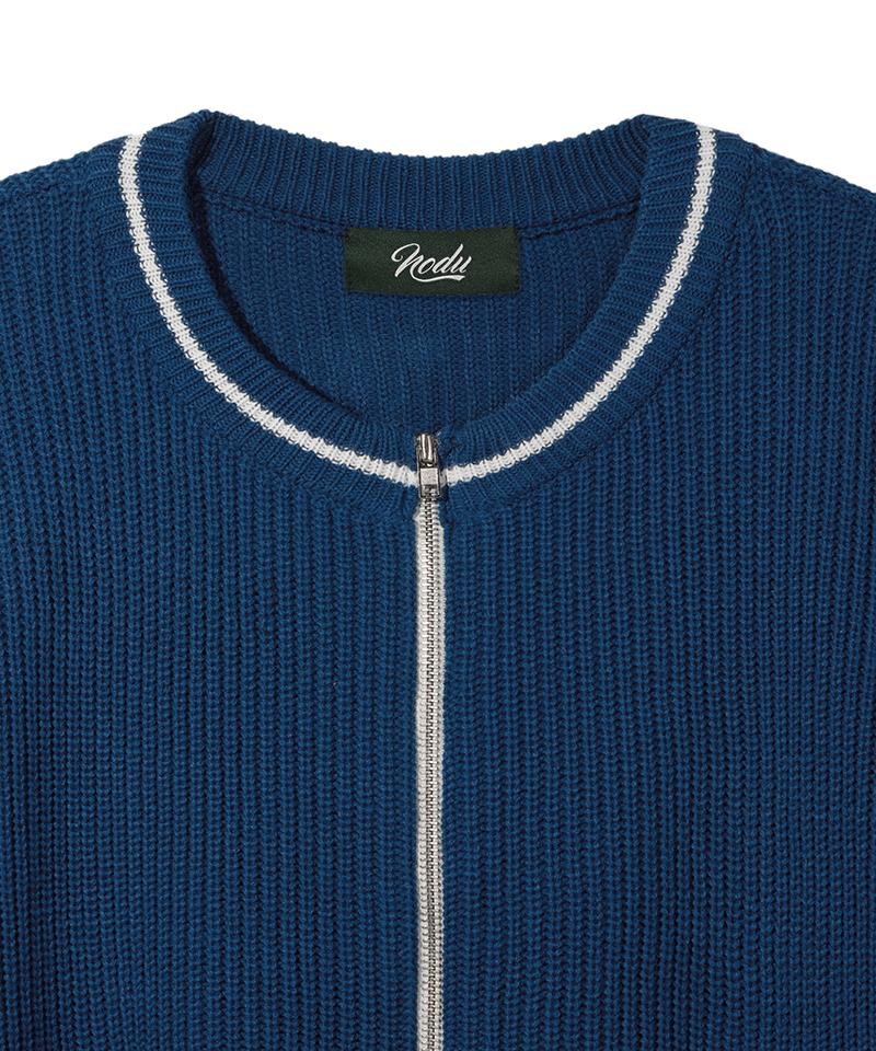 Nodu Varsity Two-Way Zip-Up Knit [Blue]