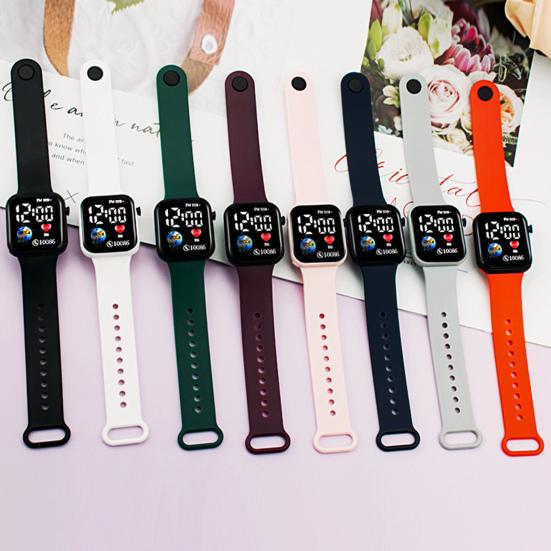 LED-Elektronikuhr, wasserdicht, verstellbar, weiches Silikonarmband, quadratisches Erdzifferblatt, für Kinder, Studenten, Freizeitsport, digitale Armbanduhr, Geburtstagsgeschenk