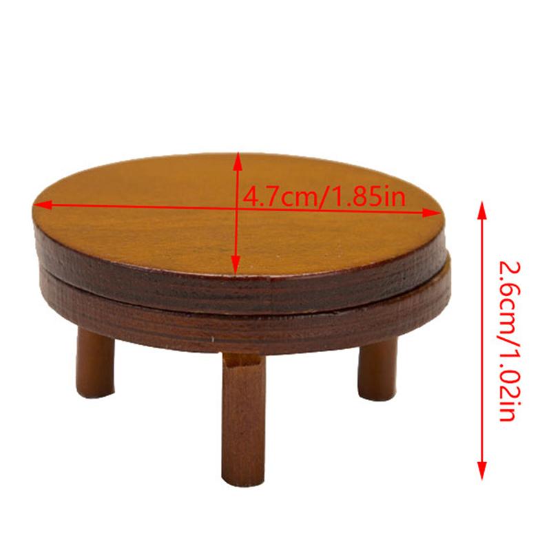 1:12 Dollhouse Miniature Round Table Tea Coffee Table End Table With Mat Furniture Model Decor Toy Doll House Accessories