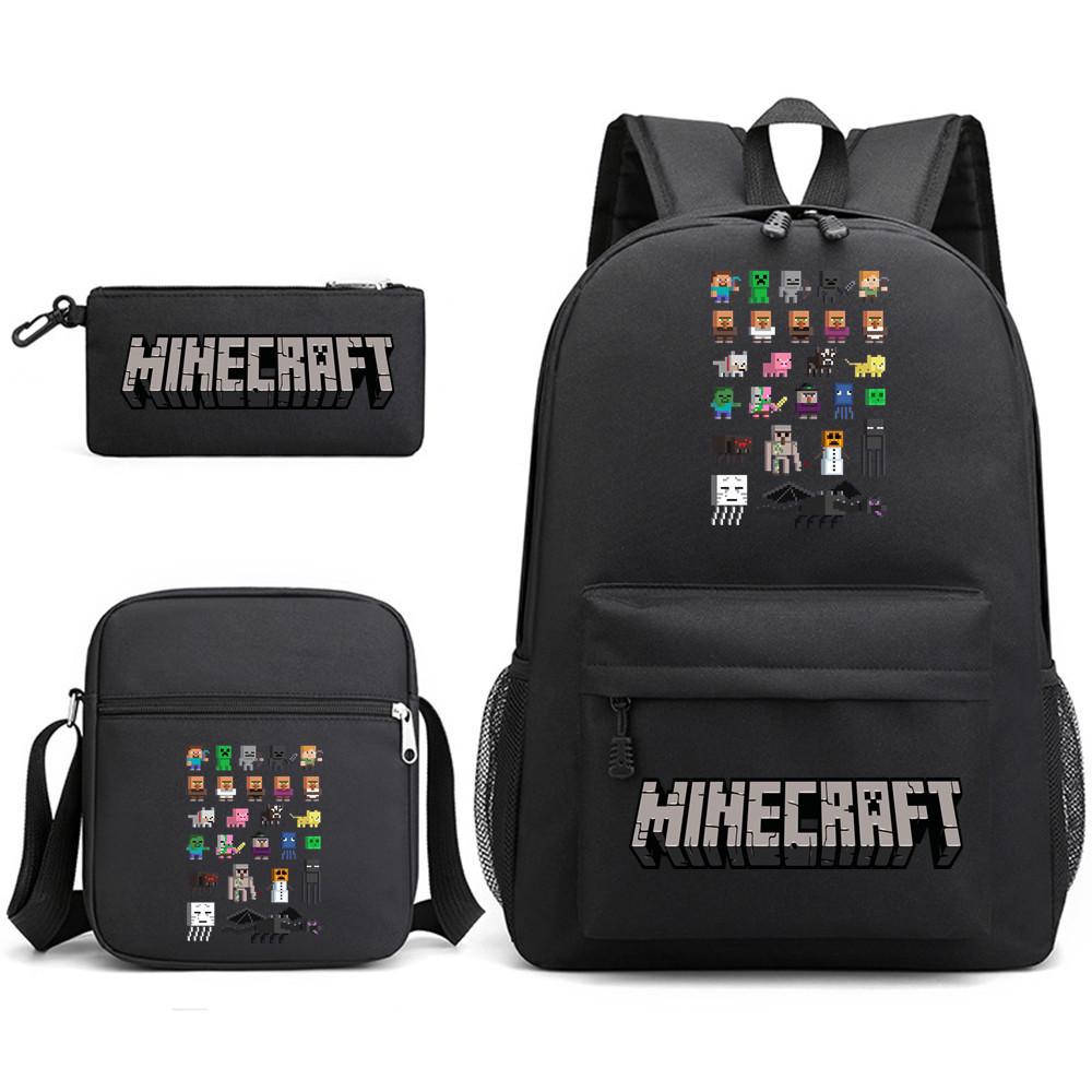 Minecraft Schooltas Game Merchandise Student Grote Capaciteit Print Drie Delige Schooltas Mannen En Vrouwen