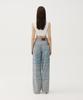 Meuameu Denim Stitch Tuck Pants