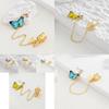 Elegant Alloy Butterfly Stud Earrings With Colorful Geometric Designs