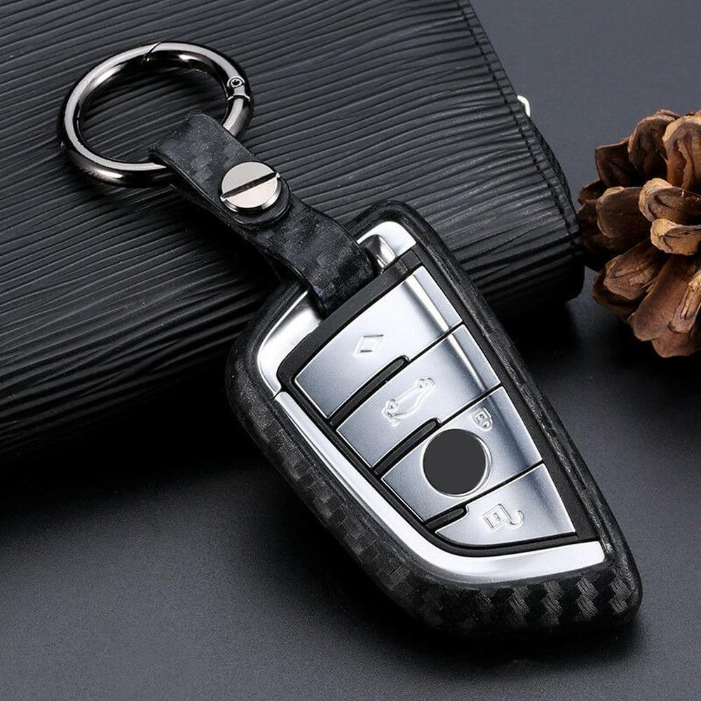 Carbon Fiber Silicone Remote Car Key Fob Case Cover Shell Keychain For BMW 3 5 7 Series X3 X5 X6 F10 F20 F15 F16 F30 G20 G30 G32