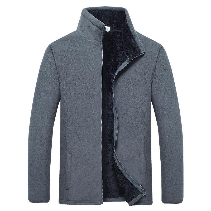 

Men s Warm Windproof Fleece Jacket - Thick, Loose-Fit Polar Fleece Cardigan for Autumn and Winter. M темно-серого
